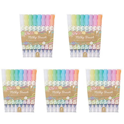 ぺんてる 色つや筆書き込み ミルキー毛はらい 8色仕掛ける 5個 GFH-P8ST 貨物輸送無料
