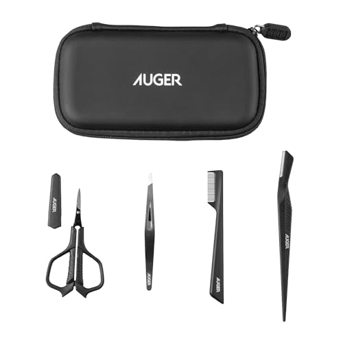 AUGER アイブローキット ポーチ付き 眉毛 マユ オシャレハサミ 毛抜き シェービングレザー アイブローコーム HC2314 送料無料