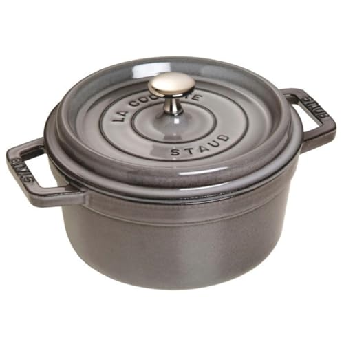 ストウブ(Staub) 「 ピコ ココット ラウンド グレー 22cm 」 両手 鋳物 ホーロー 鍋 IH対応 【シリアルナンバー付き日 送料無料