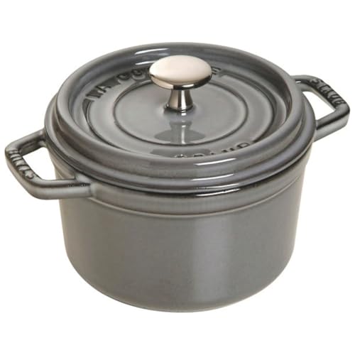 staub ストウブ 「 ピコ ココット ラウンド 薄墨色 14糎 」 弱められた 両手 鋳込み ホーロー 鍋 IH相応う 【日本置き目売りわたす品】 貨物輸送無料