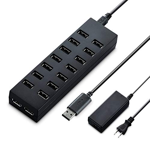 エレコム USBハブ 2.0対応 16ポート ACアダプタ付 1.5m ブラック U2H-Z16SBK 送料無料 4,498円