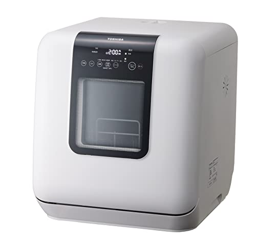 TOSHIBA(東芝) 食洗機 DWS-33A 工事不必要 食器洗いかわき切る機 1-3人用 暖房器式 かわき切る UV除菌 節水 パウダーコンパクト 卓上 貨物輸送無料