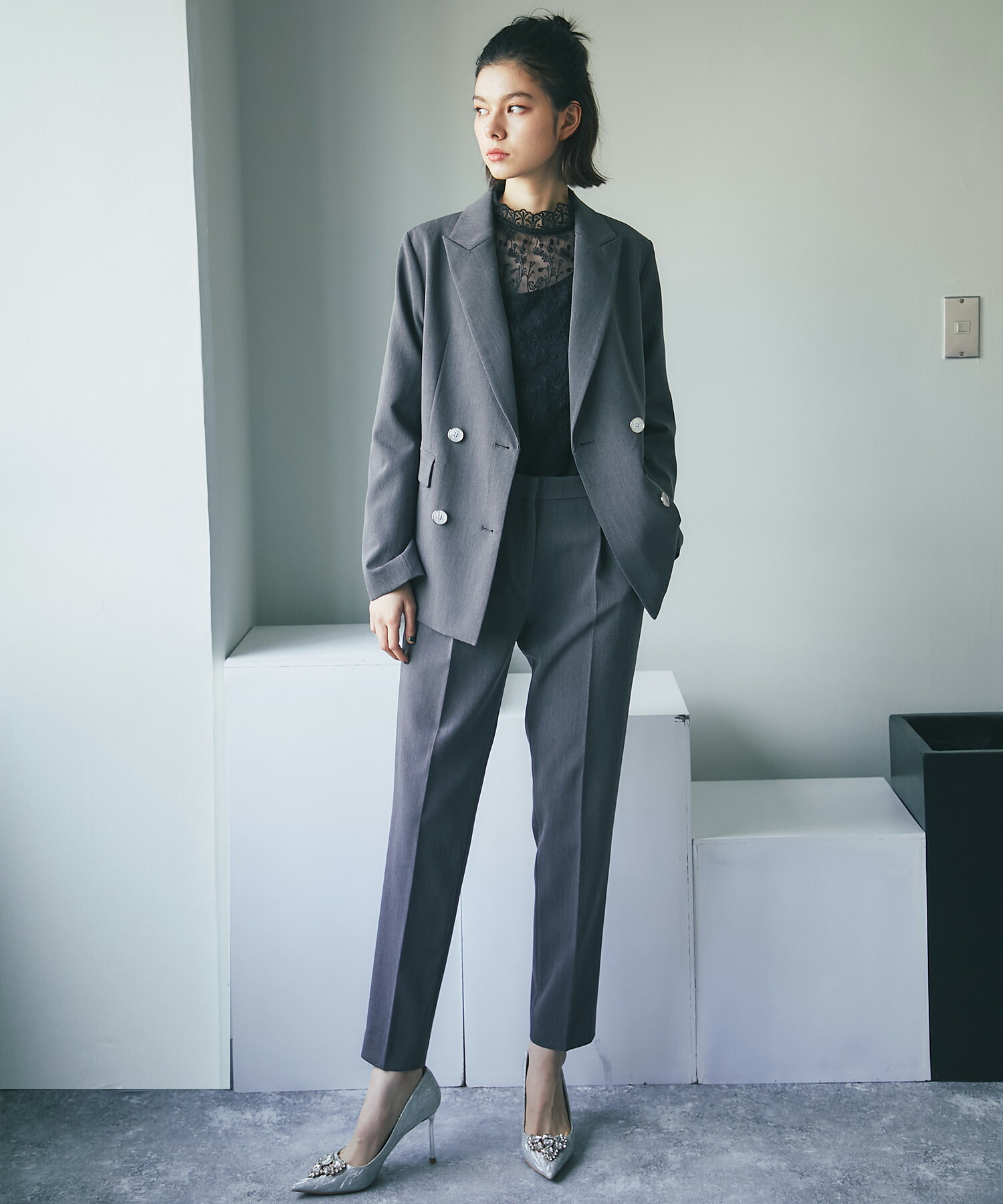 ダブル 上衣 ＆ テーパード ズボン下 背広 ２点 仕掛ける 儀式用背広 上衣 背広仕掛ける 仕掛ける 執務室 フォーマル おっ母さん背広 おっ母さん フォーマルスーツ ズボン下背広 はいり込む式 卒式 お呼ばれ 好いたらしいめ レディース