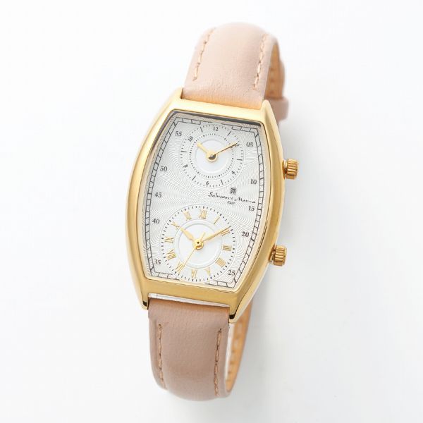 取寄品 正規品 Salvatore Marra 腕時計 サルバトーレマーラ SM23107-GDWHBE 日常生活防水 トノーケース デュアルタイム 防水 レディース腕時計 送料無料