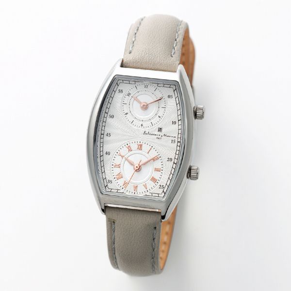 取寄品 正規品 Salvatore Marra 腕時計 サルバトーレマーラ SM23107-SSWHGY 日常生活防水 トノーケース デュアルタイム 防水 レディース腕時計 送料無料｜腕時計アパレル雑貨小物のＳＰ