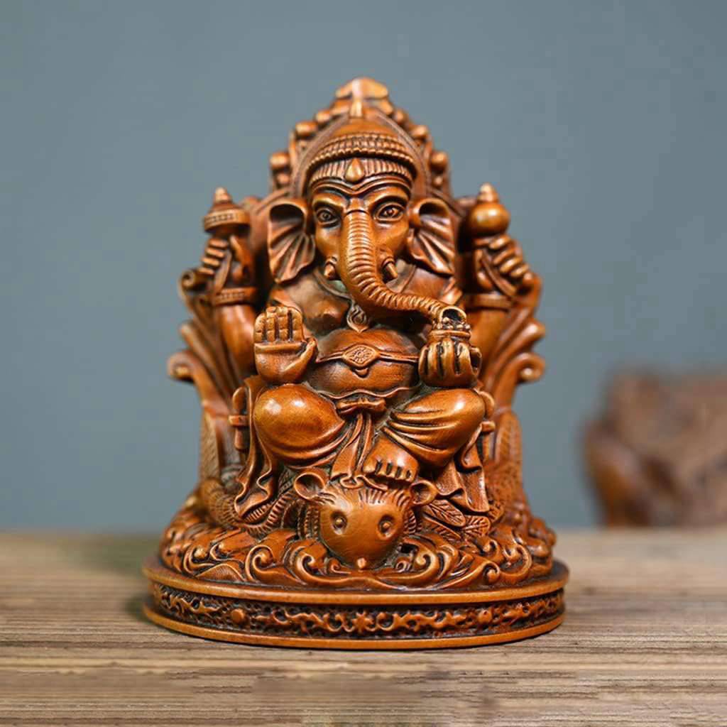 楽天市場】ガネーシャ 木彫り 置物□インド産カダムウッド□【約965g