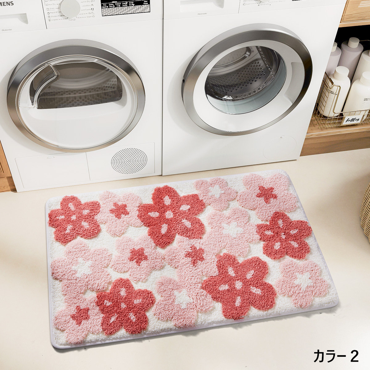 楽天市場】40×60cm 玄関マット 花柄 ピンク バスマット 北欧風