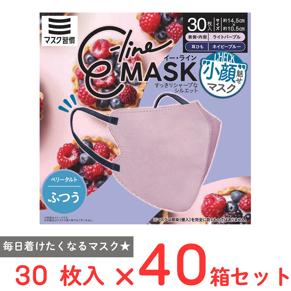 マスク習慣 E-lineマスク ライトパープル&times;ネイビーブルー30枚&times;40箱｜Smile Spoon 店
