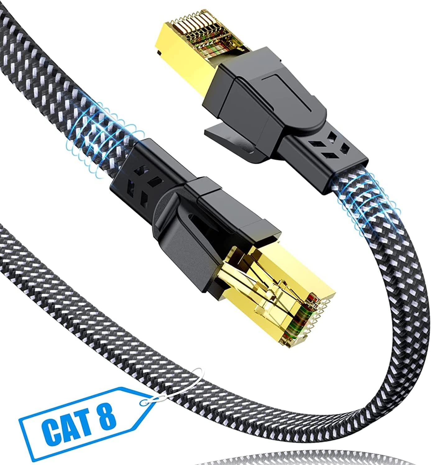 ローカルエリアネットワーク有線テレビ 範疇8 木目細か 網状組織有線テレビ RJ45 26AWG 40Gbps 2000MHz イーサネット パソコン モデム ルータ 継ぎ切れダイアログボックス 黒いこと ナイロン取り合わせ 四重遮蔽物 S/ftp 銅線 PVC 雨合羽 保全 耐久