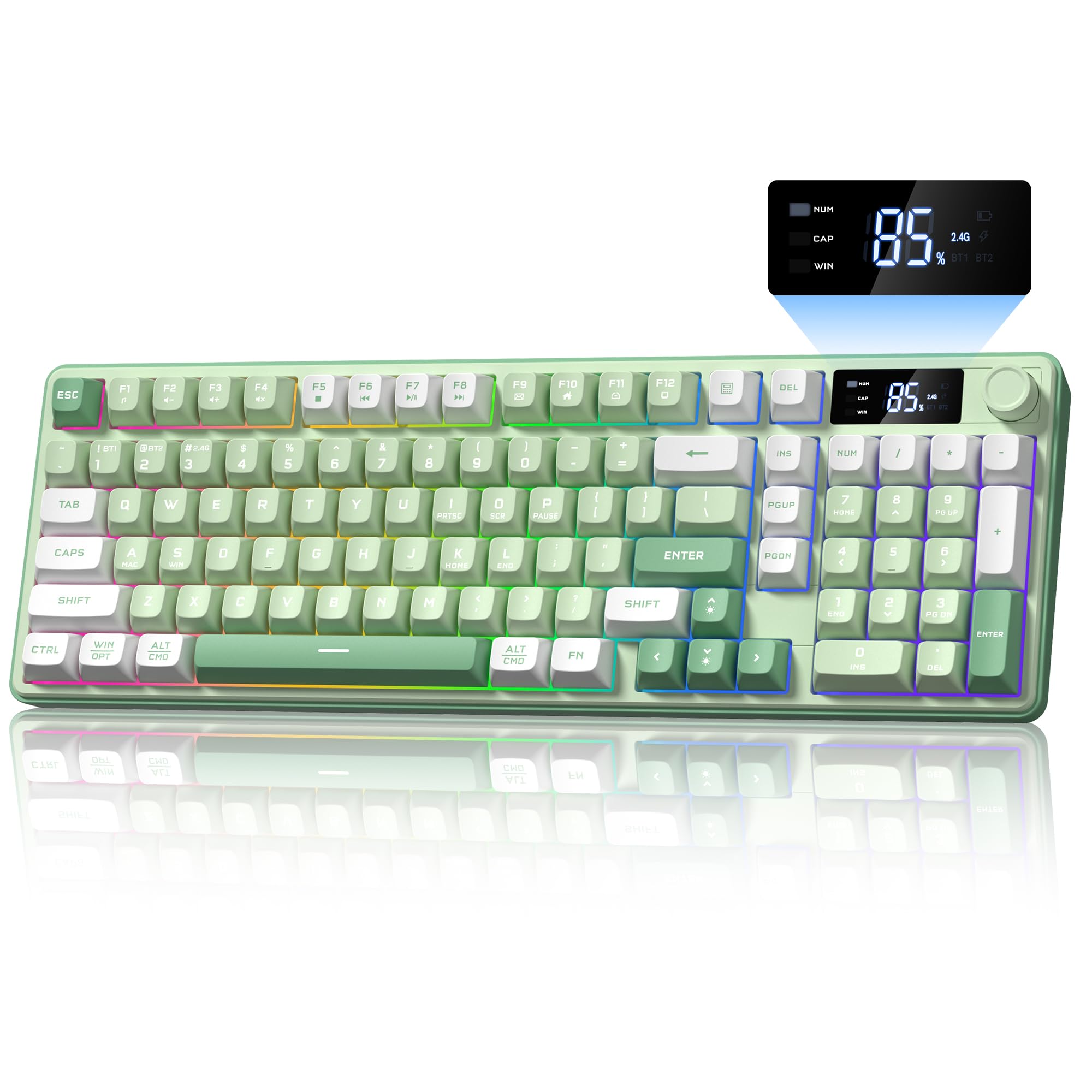 ゲーミングキーボード 無線電話 機械的 75%コンパクトレイアウト 8000mAh蓄電池 CNC軽銀上半身 3流行り物繋ぎ合わせる QMK VIA相応う 熱っぽい切りかえる ガスケットマウント RGBうしろ側点火装置 W