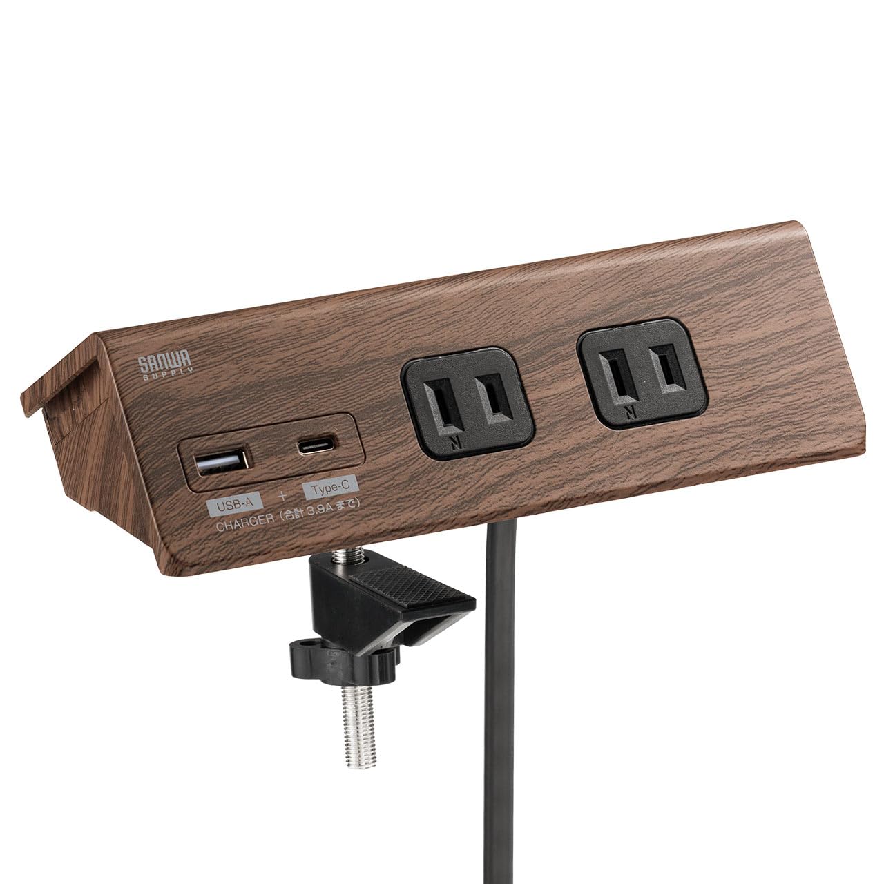 ワット数水道栓 4個口 USB-C USB-A 一括結集する取り替えっこ クランプ据えつける 3m 黒いこと 取りひろげる吊りひも 差し込み 架線取り片づける 事務机あたり近所