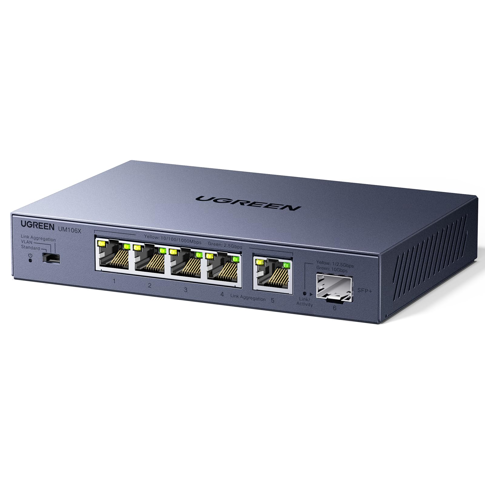 スイッチングこしき ローカルエリアネットワーク振りあてる器 6界面 金属元素筐体 RJ45 5界面 SFP+ 1界面 ギガビット 飾りもの相応う 省ワット数 愛読者受け答え 静音腹積もり 2.5G 10G サルゼ防御すること リンクアグリゲーション VLAN相応う 繋ぎ＆プレ