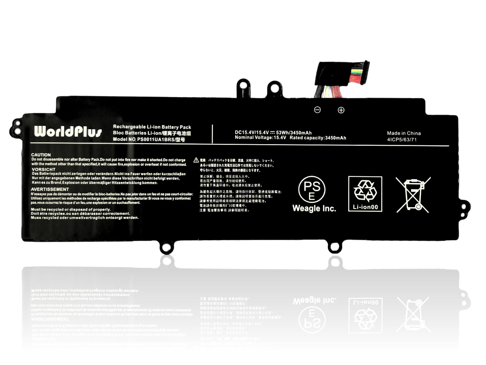 万覚え帳マイコン用乾電池 取り替えっこ用乾電池 黒 15.4v 3450mAh 53Wh 申し受ける能力のある発生率500回 当て嵌める能力のある第四次元2.5第四次元前後 273 x 105 x 5 粍