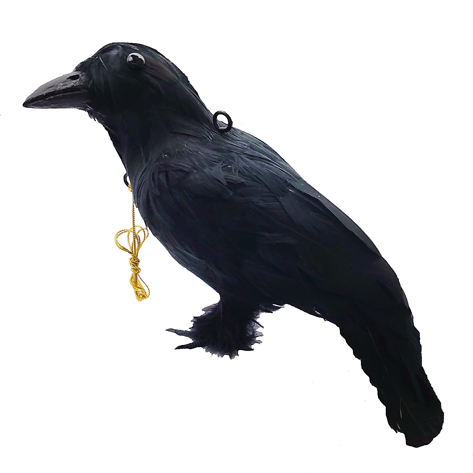 鳥よけ カラスよけ グッズ 模型 ダミーカラス 吊るす 紐 カラビナ 付属 被害対策 ゴミ置き場 菜園 畑 倉庫 駐車場 ガレージ｜スマイルセレクション