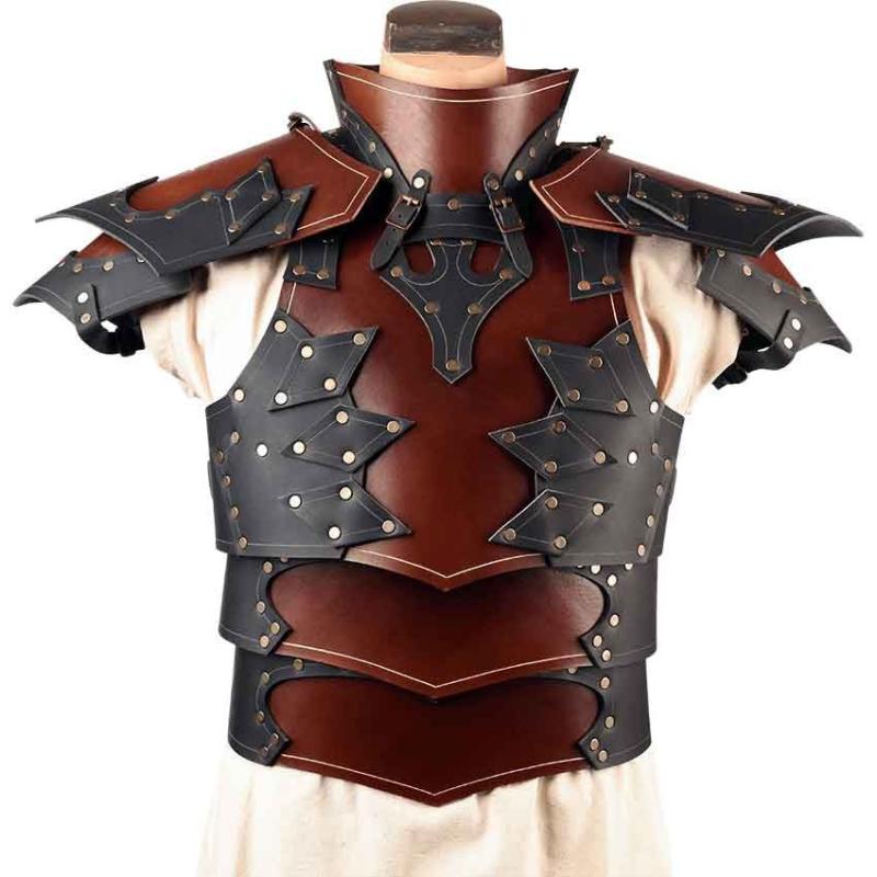 コスチューム 欧米ファンタジー 中世 ルネサンス ヴァイキング 騎士 戦士 グラディエーター レザーアーマー 革鎧 鎧 舞台衣装 仮装 ハロウィン イベント コスプレ ブラウン ブラック