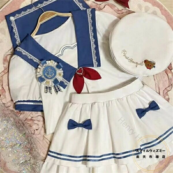 ロリータ セーラー服 水着 レディース マリン風 水着 服みたいな かわいい フリル リボン 水着 着痩せ 学生 撮影 プール ビーチ ネイビー ホワイト M L 2L 中学生 高校生 女の子 韓国風 露出控えめ 海 ビーチ プール リゾート おしゃれ 大人 女性用 水着としても使えるコスプ