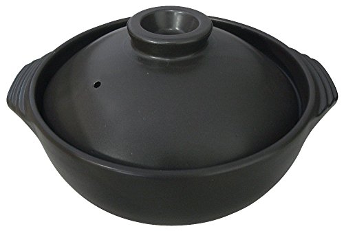 萬古焼 IH 直火対応 セラミック加工 軽量土鍋 9号 3-4人用 黒 2087