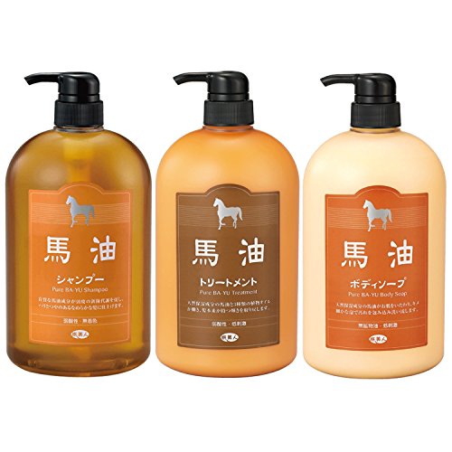 馬油シャンプー＆手当て＆上半身石ケン/揚水機瓶３点仕掛ける/アズマ商事 旅もの言う花 馬油続きもの