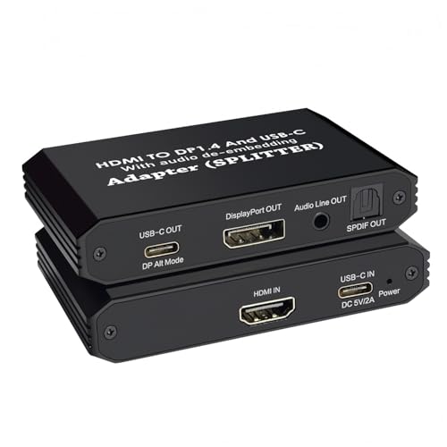 HDMI to DisplayPort+USB C 変換アダプター 4K@60Hz HDMI (ソース) to DisplayPort+USB