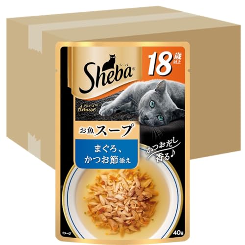 シーバ アミューズ 情の籠もった 18歳以上 お魚吸いもの まぐろ、かつお節添え 40g×96袋(1箱12袋入り口・入口×8箱) 水分詰め直す キャットフード 猫