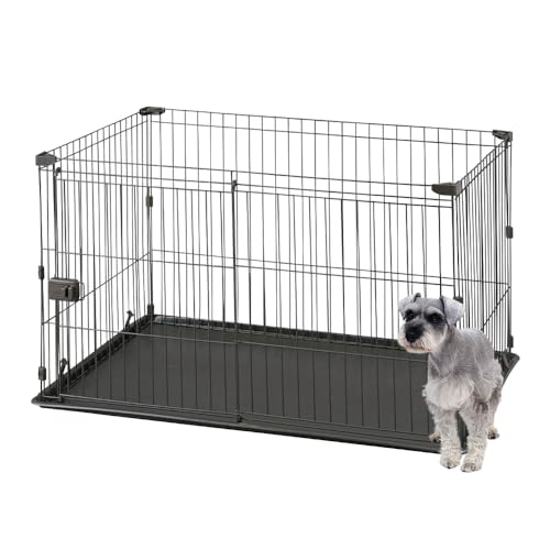 アイリスオーヤマ 犬 サークル システムサークルトレー付き STS-1200T ブラウン 中型犬用 幅113×奥行79×高さ65.5cm