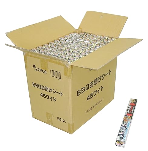 尾上製作所(ONOE) 60本入り BBQお助けシート45ワイド G-ON-3502 [極厚アルミシート 業務用セット 幅45cm キャンプ ア