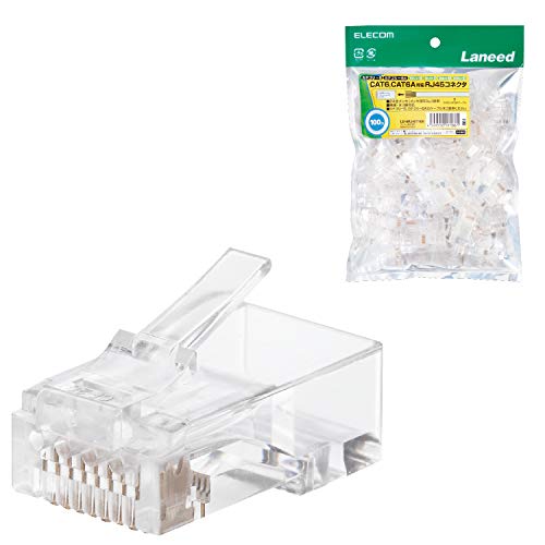 エレコム RJ45コネクタ CAT6・CAT6A対応 単線・ヨリ線対応 100個入り LD-6RJ45T100RJ45コネクタ(100個入)