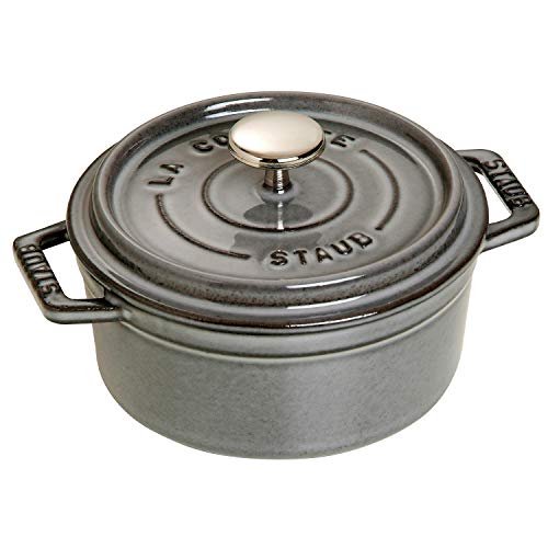 staub ストウブ 「 ミニ ピコ ココット ラウンド 薄墨色 12糎 」 弱められた 両手 鋳込み ホーロー 鍋 無水膳立て IH相応う 【日本品】