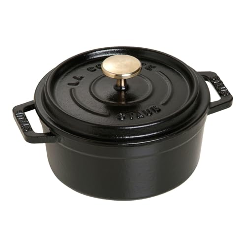 staub ストウブ 「 ピコ ココット ラウンド ブラック 12cm 」 小さい 両手 鋳物 ホーロー 鍋 無水調理 IH対応 【日本品】 L