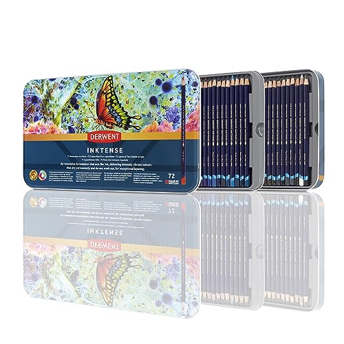 Derwent 【国内正規品】ダーウェント 水彩 色鉛筆 インクテンス ペンシル 72色セット 2301843 布/木目にも描ける 乾いたら耐水