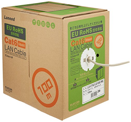 エレコム LANケーブル 100m 自作用 RoHS指令準拠 CAT6 ライトグレー LD-CT6/LG100/RS｜SNマート　店