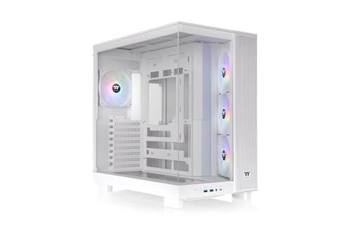 Thermaltake View 380 XL TG ARGB Snow 120粍 ARGB気違い 4基積み上げる ピラー受け答え 真っただ中円柱 ATX