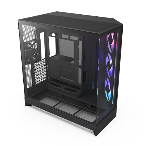 NZXT H9 Flow RGB (2025) デュアルチャンバー RGB気違い積み上げる 真っただ中高閣型パソコン容れもの 黒いこと コマーシャル-H92FB-R1