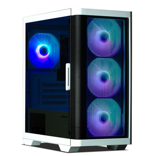 ZALMAN M4 WHITE 120粍 ARGB気違い 4基・RGB制御装置積み上げる済み ミニ円柱 Micro-ATX パソコン入れもの CS