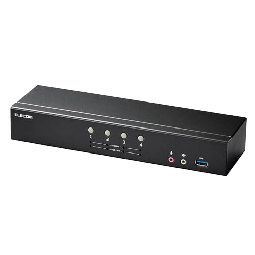 エレコム マイコンうつり変わり器 KVM取り替えっこ DisplayPort(TM) 4界面 パソコン4台うつり変わり 4K60サイクル エミュレート役立つこと積み上げる KVM