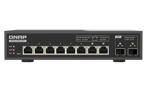 QNAP(キューナップ) 8 つのフル10GbEマルチギガファイバーポートを備えたライトマネージドスイッチ QSW-L3208-2C6T｜SNマート　店 55,862円