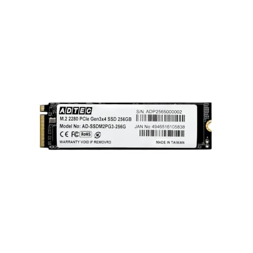 アドテック M.2 256GB 3D TLC NVMe PCIe Gen3x4(2280) 3年 AD-SSDM2PG3-256G｜SNマート　店