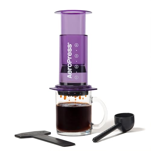 【国内置き目品】 エアロ押し付ける (AeroPress) 本体 エアロ押し付ける パープル 珈琲製造業者 ろ波器付 フレンチ押し付ける エスプレッソ