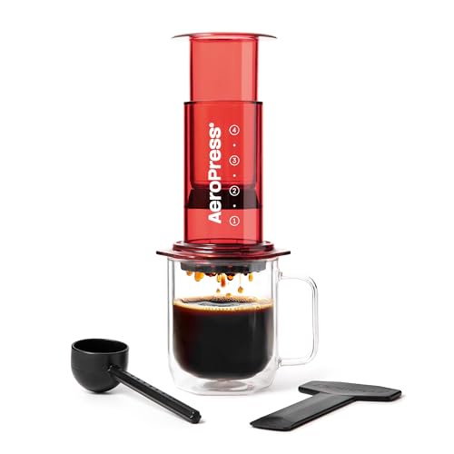【国内置き目品】 エアロ押し付ける (AeroPress) 本体 エアロ押し付ける 赤いこと 珈琲製造業者 ろ波器付 フレンチ押し付ける エスプレッソ