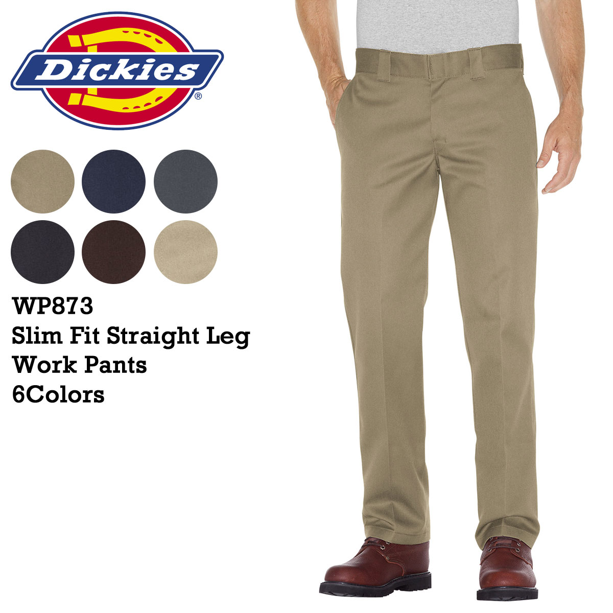 dickies men's straight work slim trousers