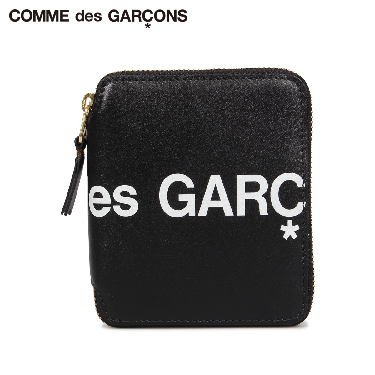 コムデギャルソン COMME des GARCONS 財布 二つ折り メンズ レディース ラウンドファスナー 本革 HUGE LOGO WALLET  ブラック 黒 SA2100HL 結婚祝い