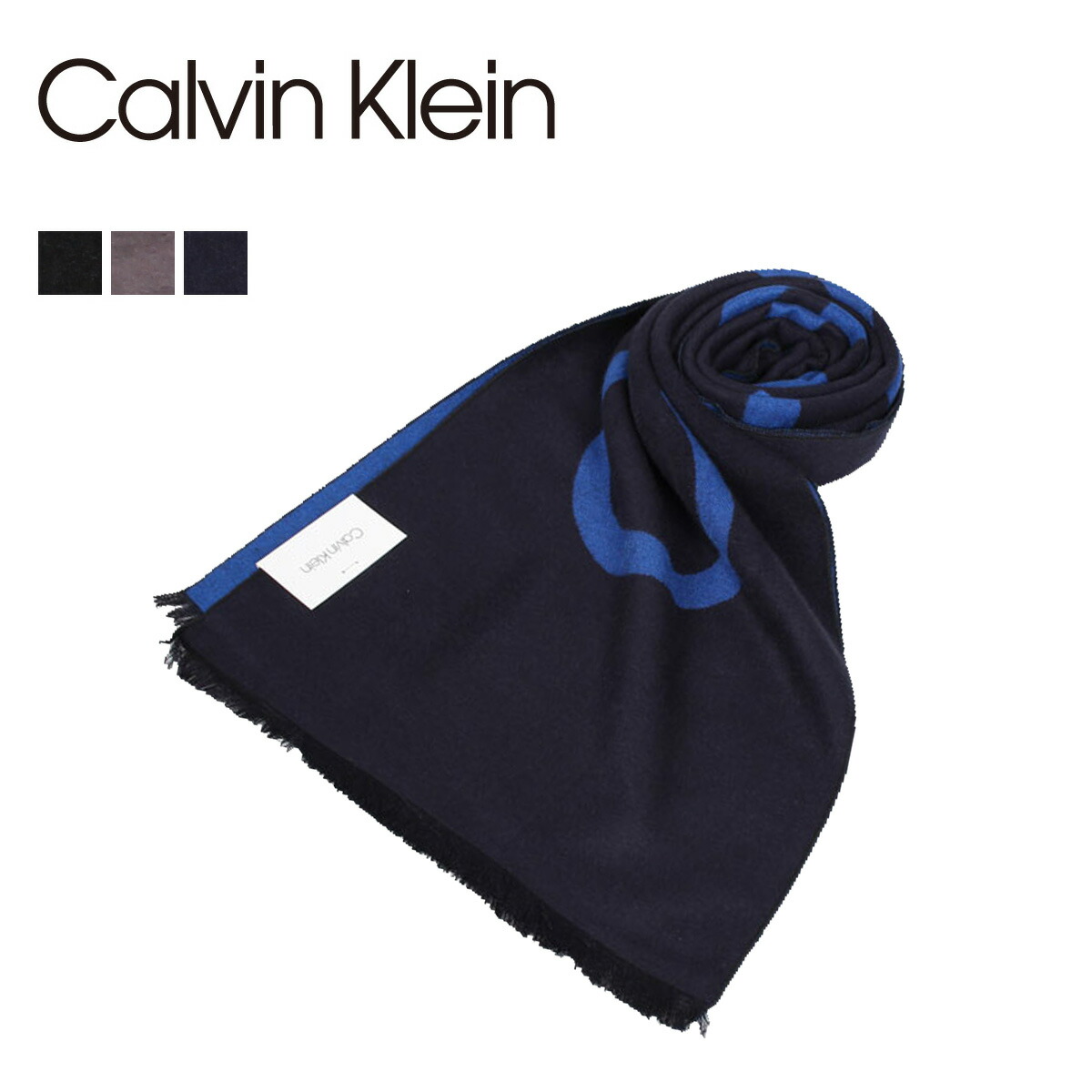 楽天市場 最大600円offクーポン Calvin Klein Ck Logo Woven Scarf カルバンクライン マフラー ストール メンズ ブラック グレー ネイビー 黒 1ck0124 Goods Lab