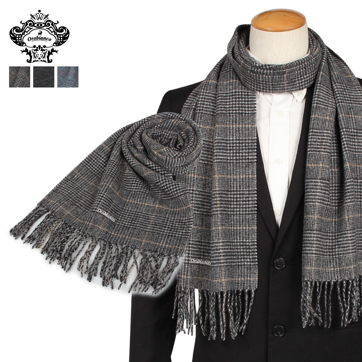 新着商品 オロビアンコ Orobianco マフラー メンズ カシミヤ チェック Muffler ブラック グレー ネイビー 黒 Orsf 9053 Www Etechnologycr Com