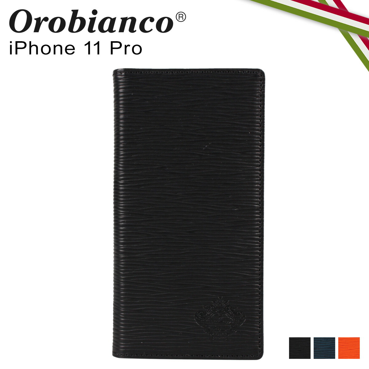 オロビアンコ Orobianco Iphone 11 Pro ケース スマホケース 携帯 手帳型 アイフォン メンズ レディース Onda Book Type Smartphone Case ブラック ネイビー オレンジ 黒 Orip 0006 11pro 特売