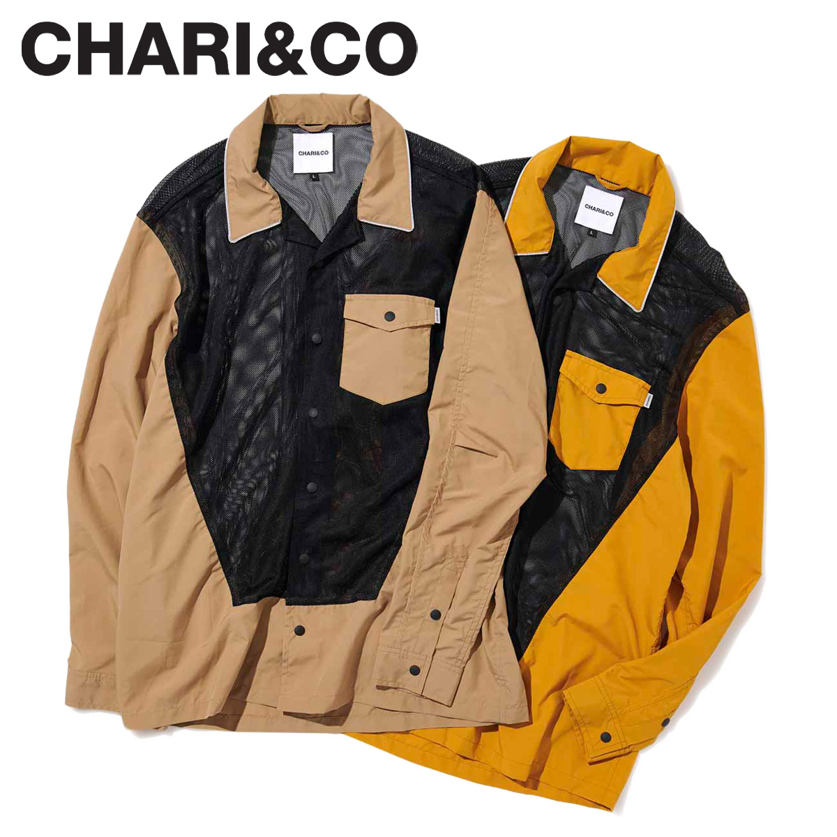 Chari Co チャリアンドコー ベージュ シャツ 長袖 メッシュシャツ メンズ メッシュシャツ Trapezoid 長袖 Mesh Shirts ベージュ マスタード スニークオンラインショップ Rakuten Fashion The Sale 送料無料 チャリアンドコー Chari Co Trapezoid Mesh Shirts