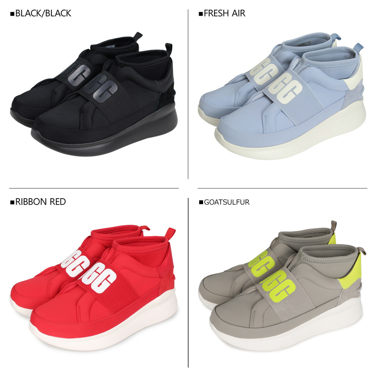 UGGアグスニーカースリッポンニュートラレディースWOMENSNEUTRASNEAKERブラックホワイトグレーピンクブルーレッド黒1095097