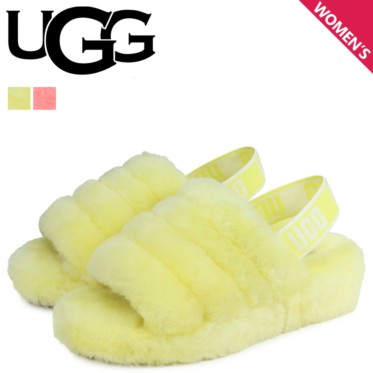 UGG アグ サンダル ストラップサンダル フラッフ イヤー スライド ネオン レディース WOMENS FLUFF YEAH SLIDE NEON  イエロー ピンク 1110085 完売