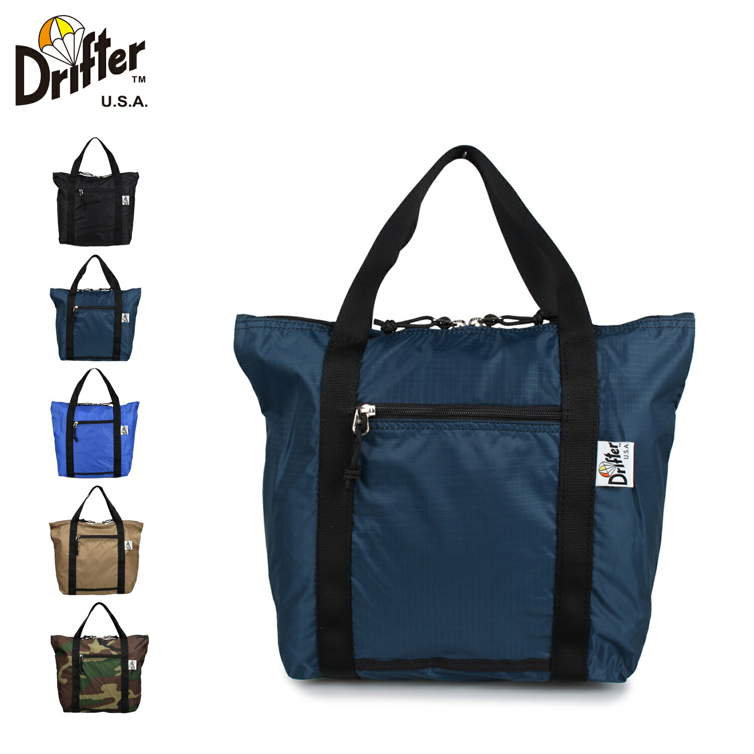 【最大1000円OFFクーポン発行中 4/12 23:59まで！】 Drifter ドリフター バッグ トート ショルダーバッグ エコバッグ メンズ レディース 4.5L パッカブル PACK TOTE S ブラック ネイビー ブルー 黒 DFV2650