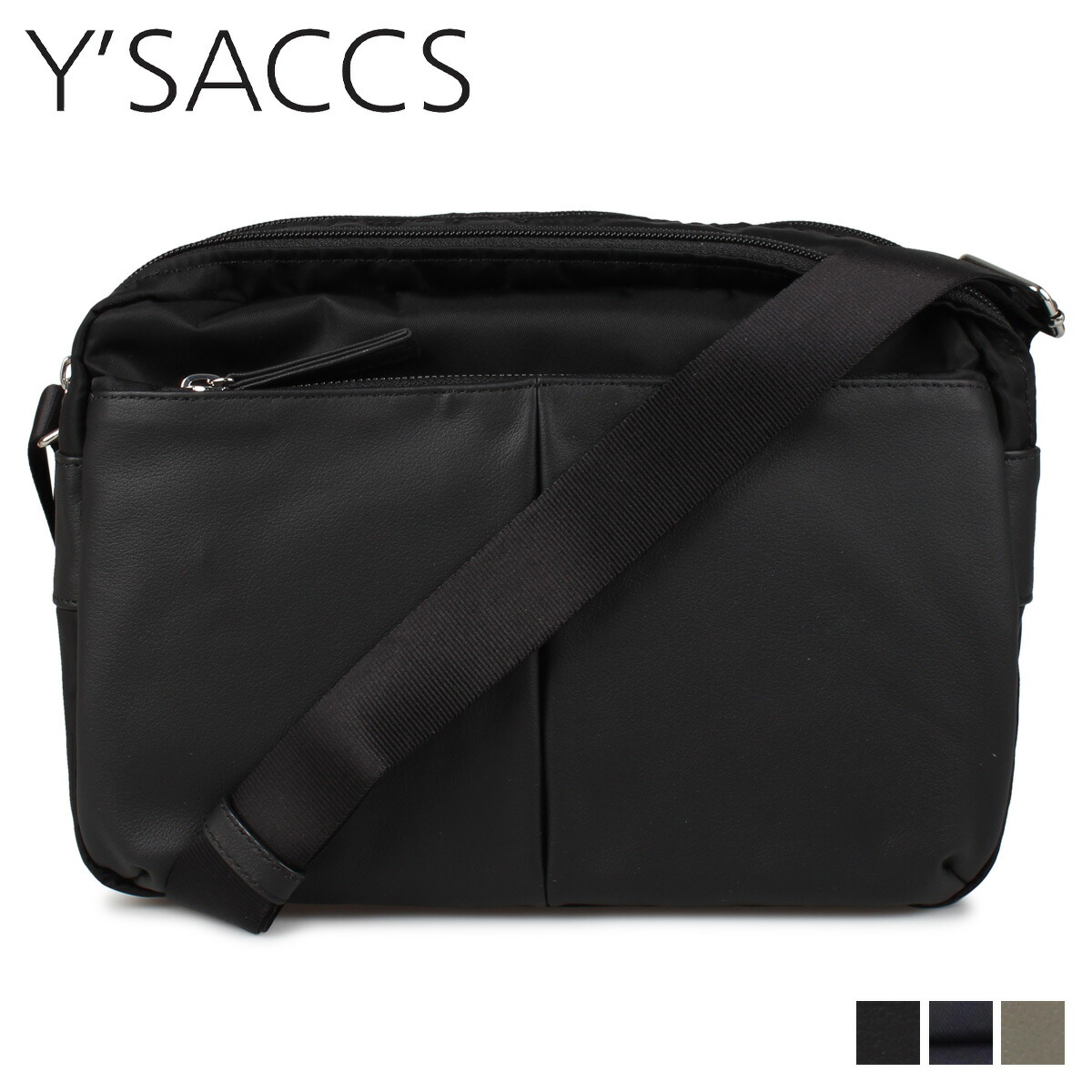 Y'saccs イザック ブラック レザービジネスバッグ Y's ワイズ　A4 Y'SACCS（イザック） リサイクルレザー バインダーA4トート