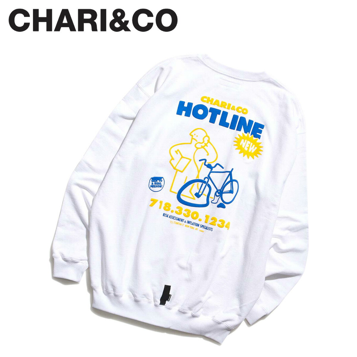 安いそれに目立つ Chari Co チャリアンドコー スウェット トレーナー メンズ コラボ Mike Schmitt Instruction Crewneck Sweats ホワイト 白 美しい Josenopolis Mg Gov Br